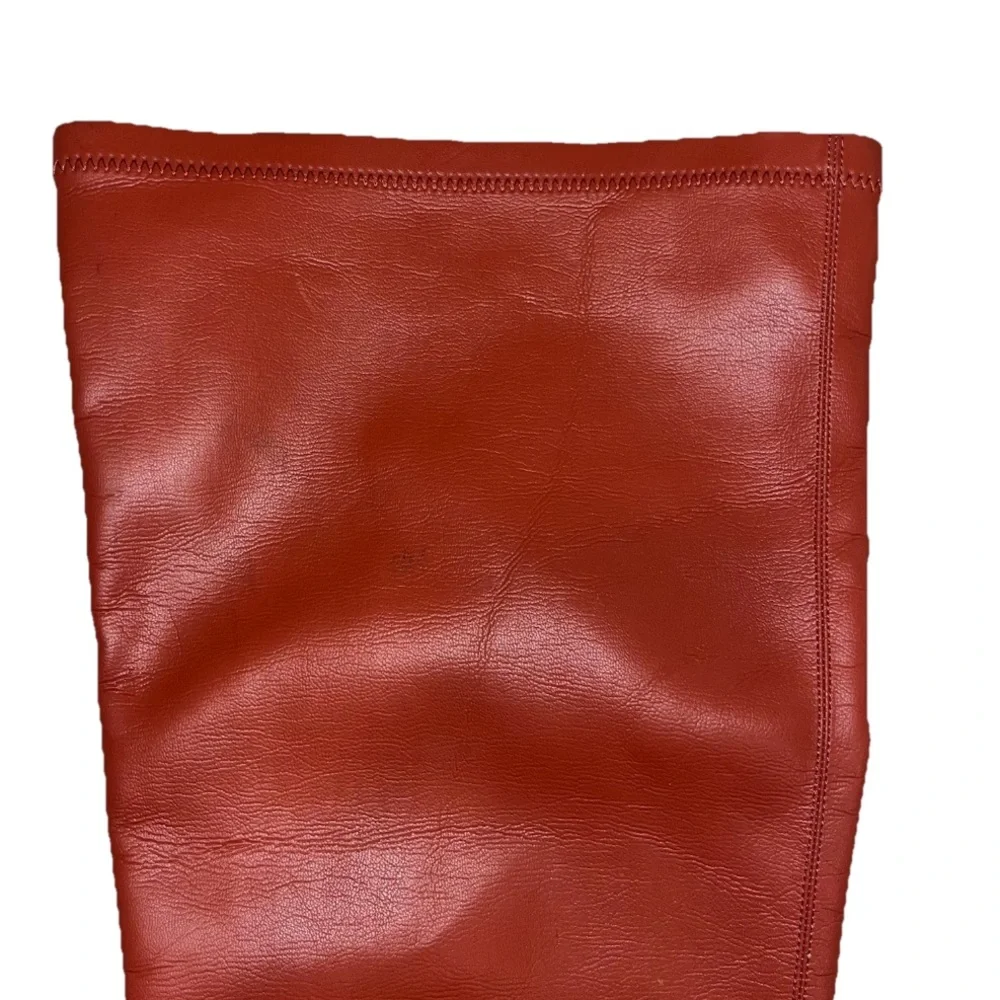 Stella McCartney Red Over Knee Boots Western Stretch Vegan Size 6 NWOB 🟠